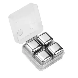 4 piece Reusable Stainless Steel Whiskey Chilling Stones Set Quick Frozen Ice Cubes for Home Bar Drinkware Accessories