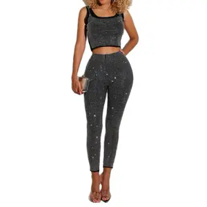 Jocelyn Pants-RHINESTONE LEGGINGS  Rhinestone &amp; Solid fabric Fitted body leggings 90% COTTON / 10% SPANDEX