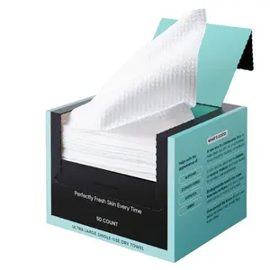 [Buttah Skin] Silky, Biodegradable Disposable Face Cleansing Towels – Extra Thick, Soft & Large for Sensitive Skin, Travel & Makeup Removal (50 Count) - Skincare Facial Towel