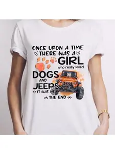 Girl Who Loves Dogs And Jeeps Jeep Dog Lover T-Shirt Casual Cotton Womenswear TikTok Shop Deals Summer Outfits Graphic Tees