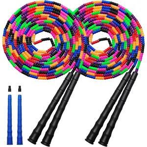 Double Dutch Jump Rope Long Jump Rope 16 FT 1 Pack/2 Pack, Adjustable Soft Beaded Diy Jump Rope for  Adult Long  for 5-6 Jumpers