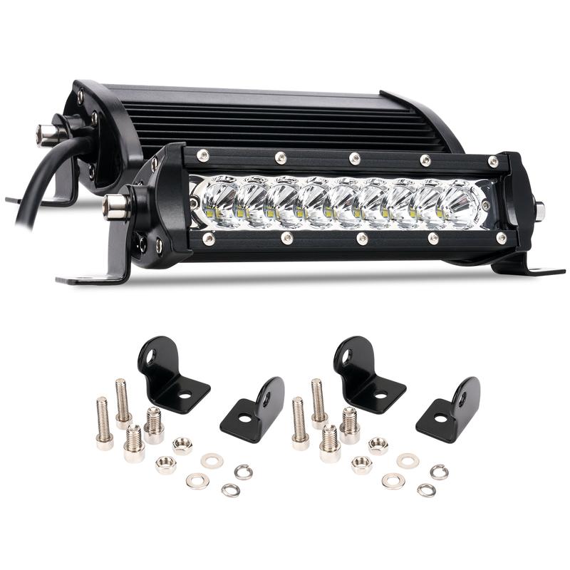 YCHOW-TECH 6-in Ultra-Slim Glossy Single-Row Aluminum LED Light Bar Pods, 144W 14400-Lumens Waterproof Flood Lights with Polycarbonate Lens, Plug & Play Harness, Car Accessories for Off-Road Drive, Trucks/SUVs