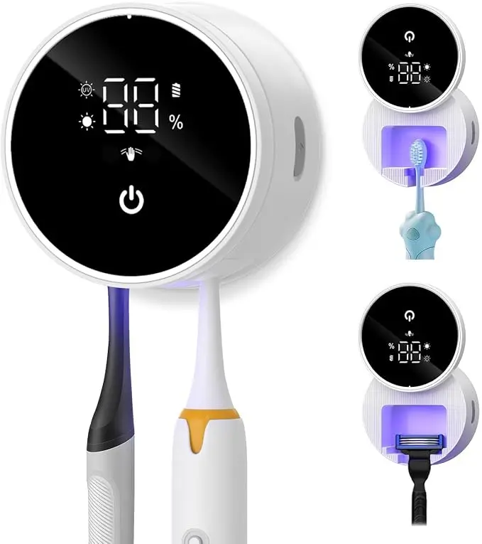 Smart Toothbrush Cleaner with Digital Display and UV Sanitization for Toothbrushes