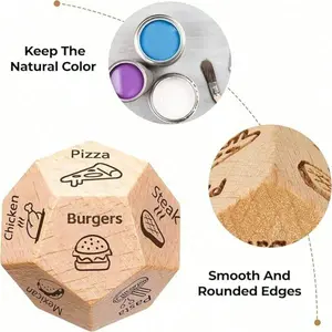 Wooden Food Decision Dice For Couples – Hilarious Game Gift, Stocking Stuffer for Adults, Perfect for Valentine's Day Anniversary Birthday Wedding