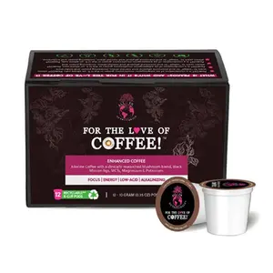 Fasting Coffee with Smooth Energy | For The Love of Coffee – Enhanced Alkaline K-Cups with Mushroom Blend & Black Mission Figs – Low Acid, High Magnesium