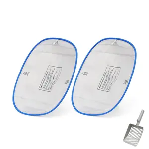 Cat Litter Box Waterproof Pad Replacement Liners for Self-Cleaning Litter Boxes Leak-Proof Protection 14.96 x 11.81 Inches White with Blue Trim, 2 Pack