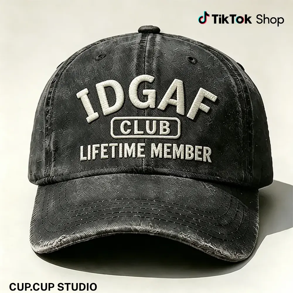 IDGAF Club Lifetime Member Embroidered Dad Hat, Funny Vintage Washed Baseball Cap, Sarcastic Statement Hat, Adjustable Cotton Embroidered Cap for Men Women