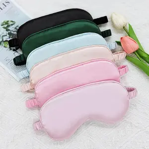 Double-Sided Imitation Silk Eye Mask, Breathable Light-Blocking Stretchable Eye Cover, Champagne Color Sleeping Mask for Travel, Office and Home