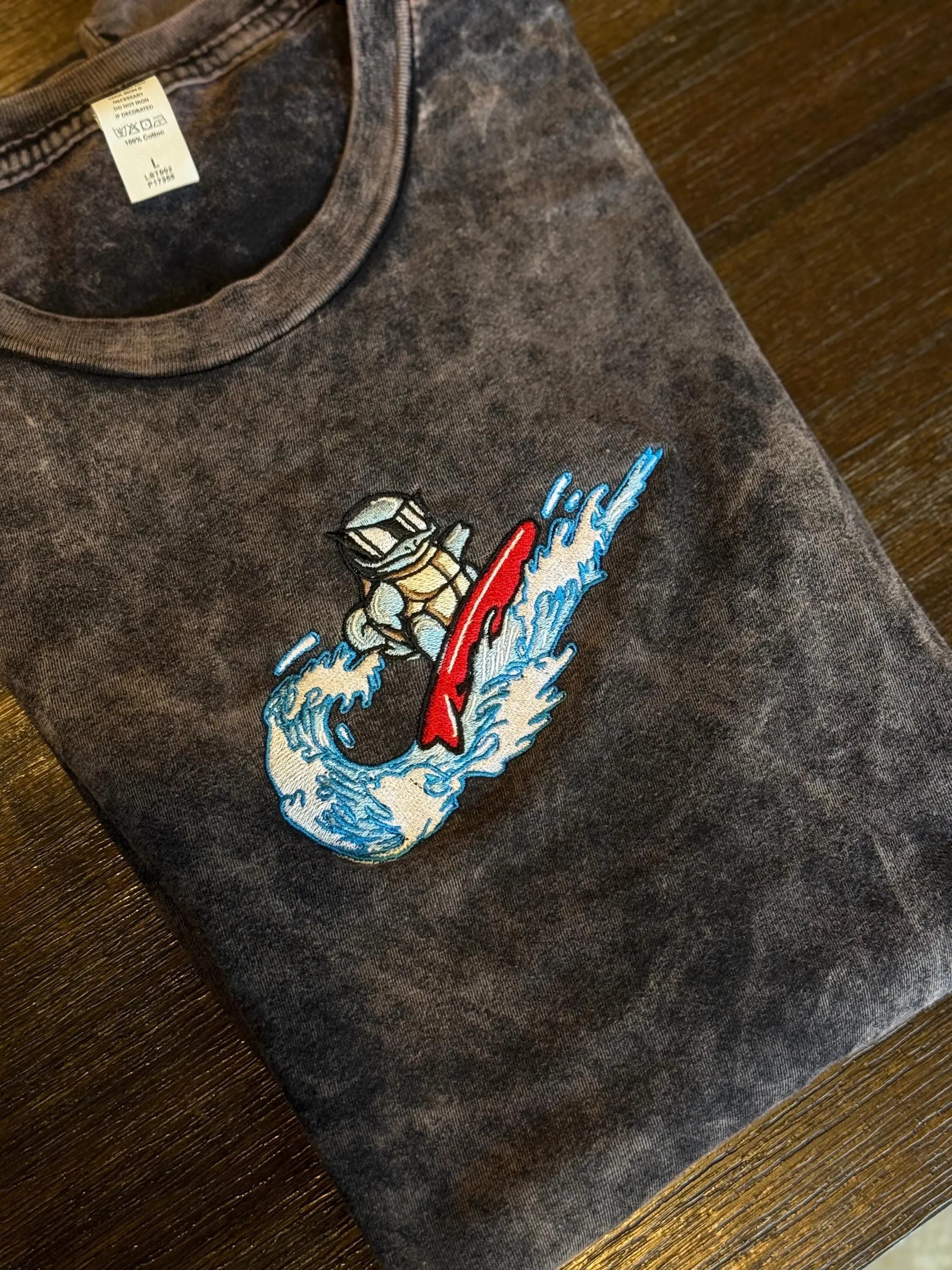 Surfing Turtle Embroidered Hoodie – Cozy Ocean Wave Streetwear, Unique Gift for Turtle Lovers & Beach Vibes Enthusiasts
