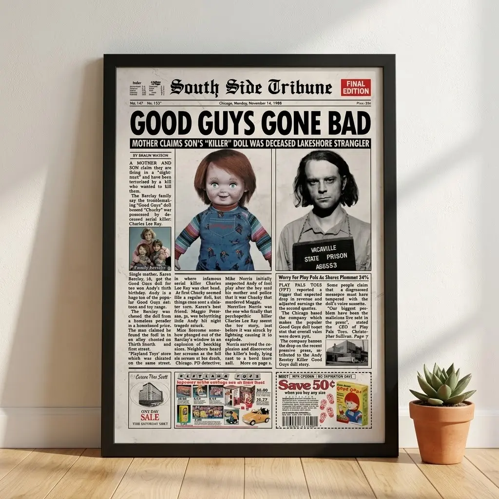 Child's Play 1988 Newspaper Poster Print Chucky