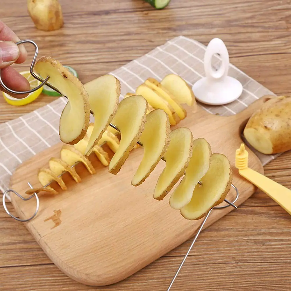 1/3 Set Spiral Potato Cutter, DIY Vegetable Slicer, Potatoes Slicer, Manual Spiral Cutters, Grater, Peeler, Slicer, Kitchen Accessories, Spiral Slicer