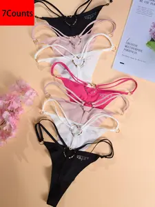 YOUKA Women's Plain Heart Shaped Ring Linked Thong, Soft Comfy Breathable Seamless Casual Panty for Daily Wear, Ladies Underwear for All Seasons Spring Special Offer | Tribute to Best Mom Limited Discount Basic Soft Fit Panty, Soft Breathable Panties