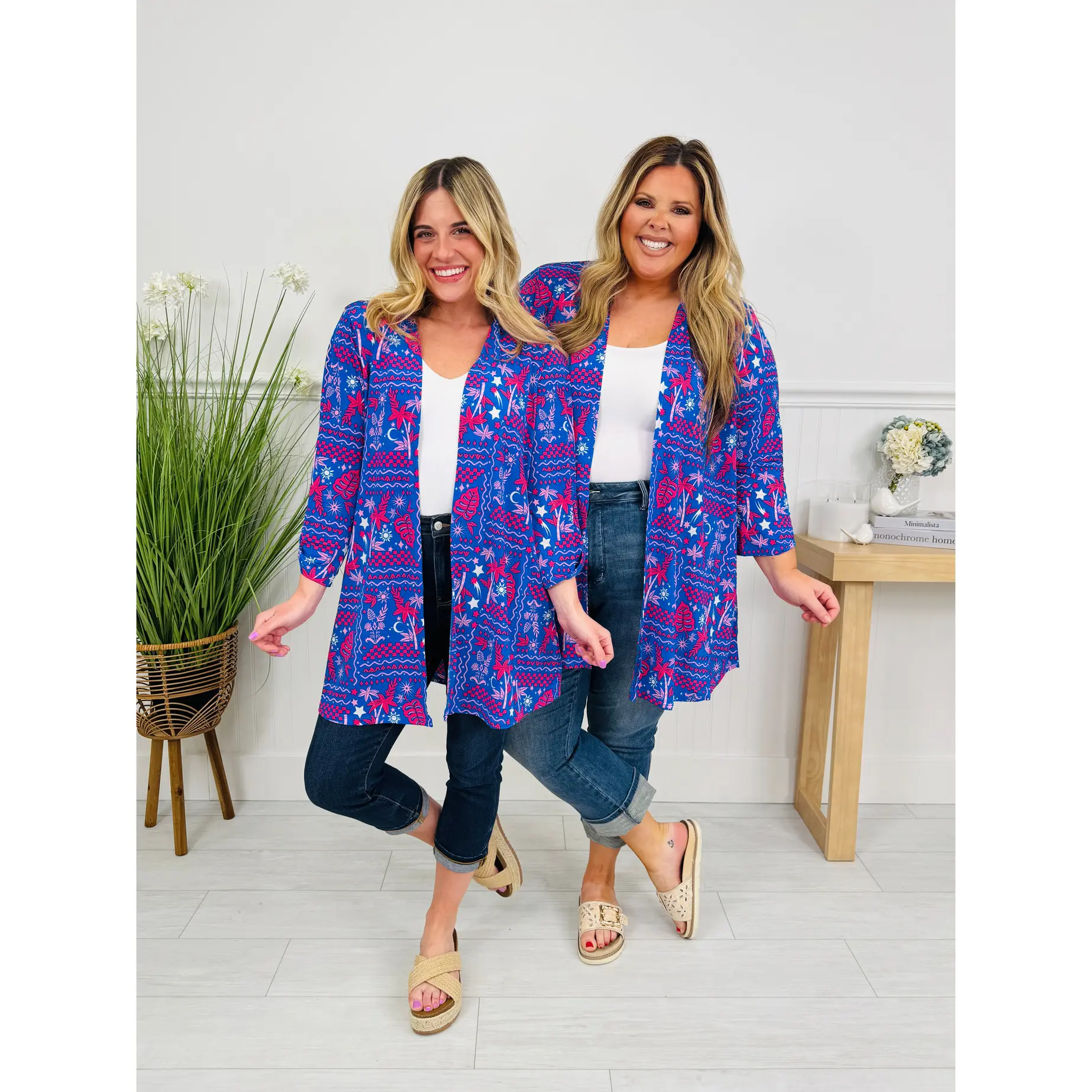 Layered in Spring Cardigan in Palm Tree Print
