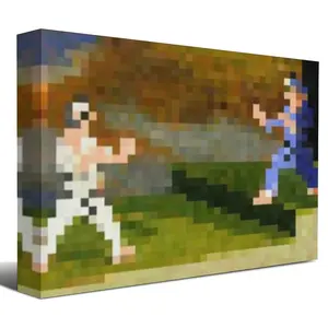 Pixelated Style Painting Fighters Poster - Pixelated Style Decor - Man Cave Wall Accessories