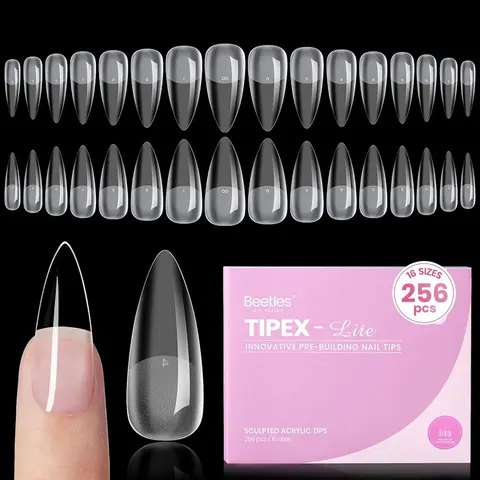 Beetles Tipex 2.0 Tipex Lite Apex Nail Extension Tips  Almond/Coffin/Square/Oval/Stiletto/Squaoval Shape Thick Acrylic Nail Flat Nails Manicure Gel press ons Nail Art DIY Nails Art  Fallnail Halloween Nail