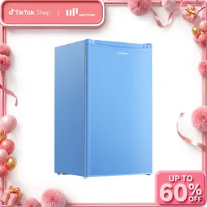 Upstreman mini fridges 3.2 Cu.Ft with Freezer Compact Single-Door Fridge for Dorm Office Bedroom BR321 Adjustable Temperature Thermostat Energy Efficient Quiet Operation Blue Fridge drink fridge skincare fridge refrigerator Reliable Customer Service tikto