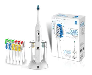 Rechargeable Electric Sonic Toothbrush with 40000 Strokes Per Minute, White