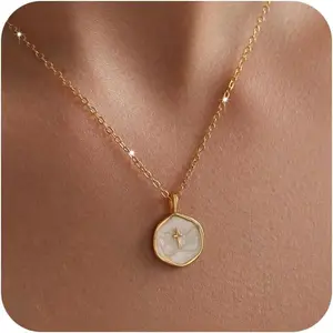 Tewiky 14K Gold Plated Cross Necklace for Women - Dainty Simple Gold Plated Cross Pendant  Elegant & Hypoallergenic Brass Party Jewelry For Valentine's Day gifts