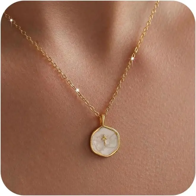 Tewiky 14K Gold Plated Cross Necklace for Women - Dainty Simple Gold Plated Cross Pendant, Elegant & Hypoallergenic Brass Jewelry for Mother's Day Gifts summerwins