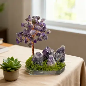Crystal Life Tree Money Tree, Handmade Chakra Gem Bonsai, Home Office Desk Living Room Decoration, Lucky Ornament, Holiday Gift
