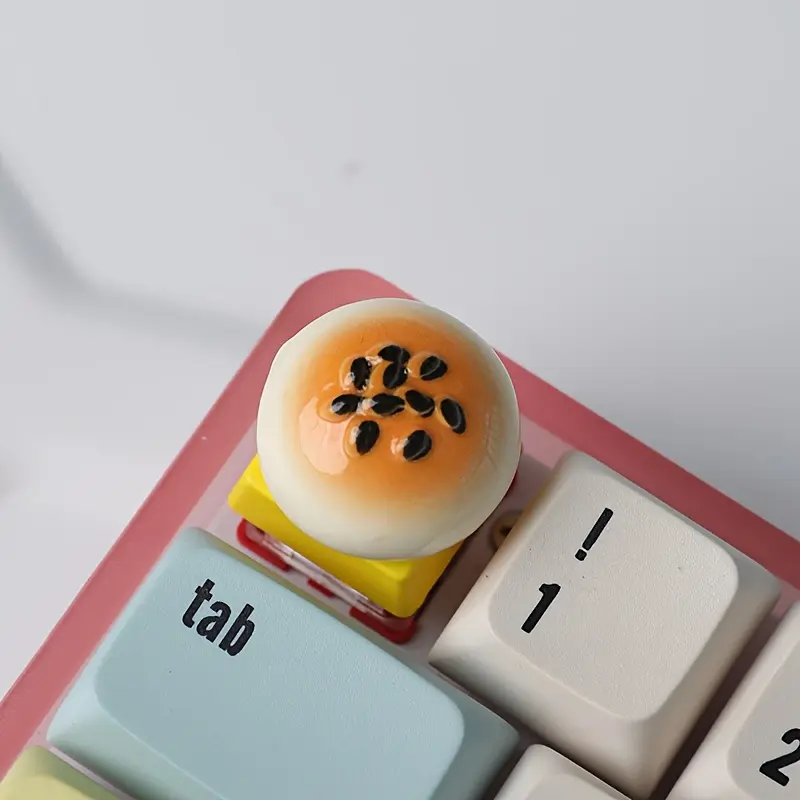 Adorable Cartoon Bread-Themed Keycaps - Pineapple Bun, Egg Yolk Crisp & Donut Designs - ABS Resin, Original Profile - Creative Computer Accessories