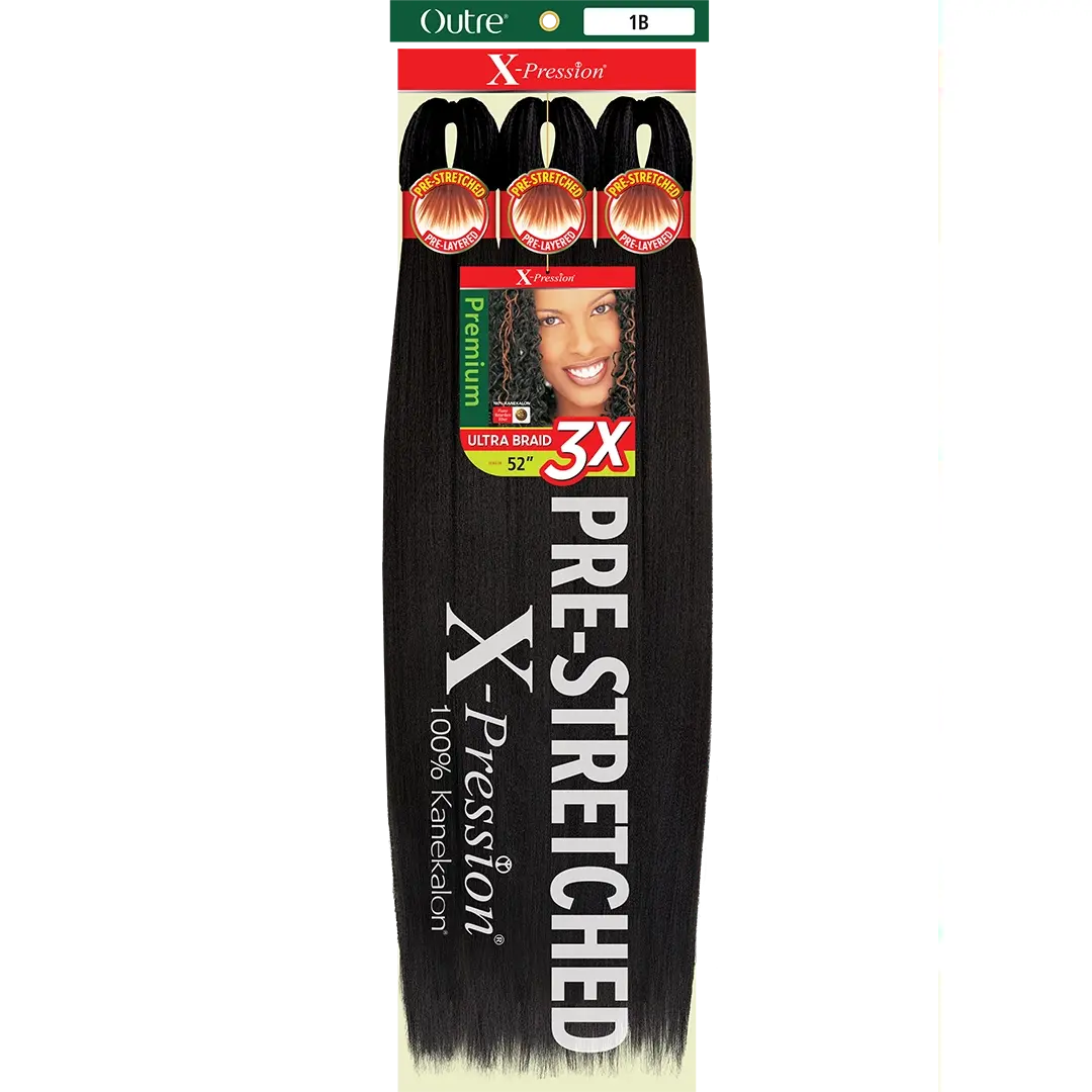 X-Pression Pre-Stretched Synthetic Braids - 42in or 52in Straight Strands, 1-Piece Synthetic Hair Extensions, Fashion Accessory for Braiding Needs, Braiding Hair