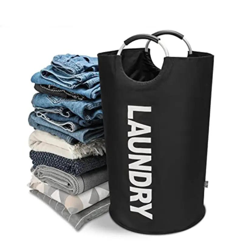 Large-Capacity Collapsible Laundry Hamper with Aluminum Handles, Foldable Laundry Basket, Waterproof Foldable Design, Easy Storage for Laundry Room, Living Room & Bedroom
