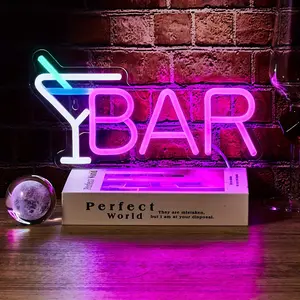 USB Powered Neon Sign Light, Creative Cocktail Design Neon Light, Decorative Neon Sign Light for Home Party & Bar & Kitchen, Atmosphere Lights