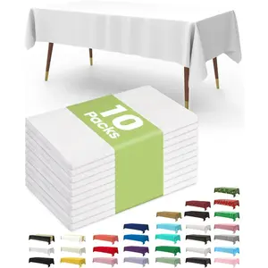 Disposable Plastic Tablecloths, 10-Pack, 54 x 108 Inches, for Parties, Picnics, Weddings, Decorative Rectangular Tablecloths, Leakproof & Durable