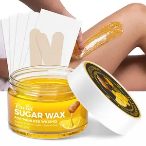 150g Sugar Wax Hair Removal Kit for Travel and Home, Body Hair Remover Body Care Wax Includes 1 Soft Wax Can, 5 Wax Strips, and 3 Wax Sticks, Suitable for All Hair Types, Waxing Set