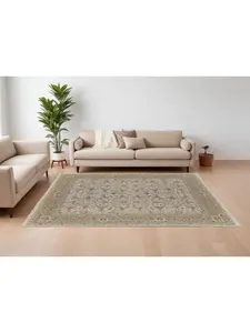 212 MAIN 6x9 ft. Handwoven Wool Oriental Hand-Knotted Rectangle Fringe Area Rug - Ivory/Gray/Tan, Classic, Soft, Child-Friendly, Large-Format, Traditional Oriental Motif, Stain-Proof, Indoor Living Room Use, Soft Area Rug, Child-Friendly Area Rugs