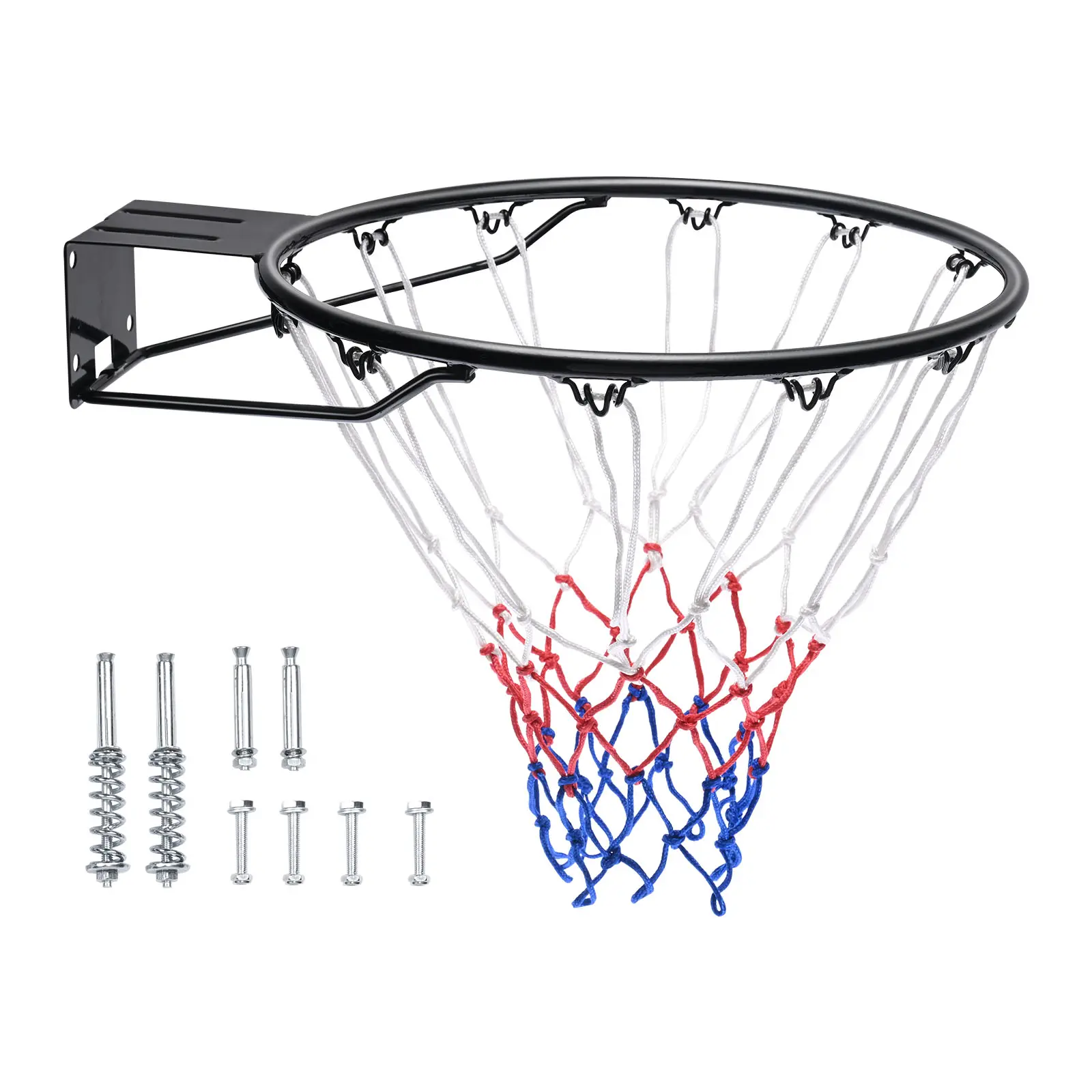 【summerfinds】VEVOR Basketball Rim, Wall Door Mounted Basketball Hoop, Heavy Duty Q235 Basketball Flex Rim Goal Replacement with Net and Double Spring, Standard 18" Indoor Outdoor Hanging Hoop for Kids Adults