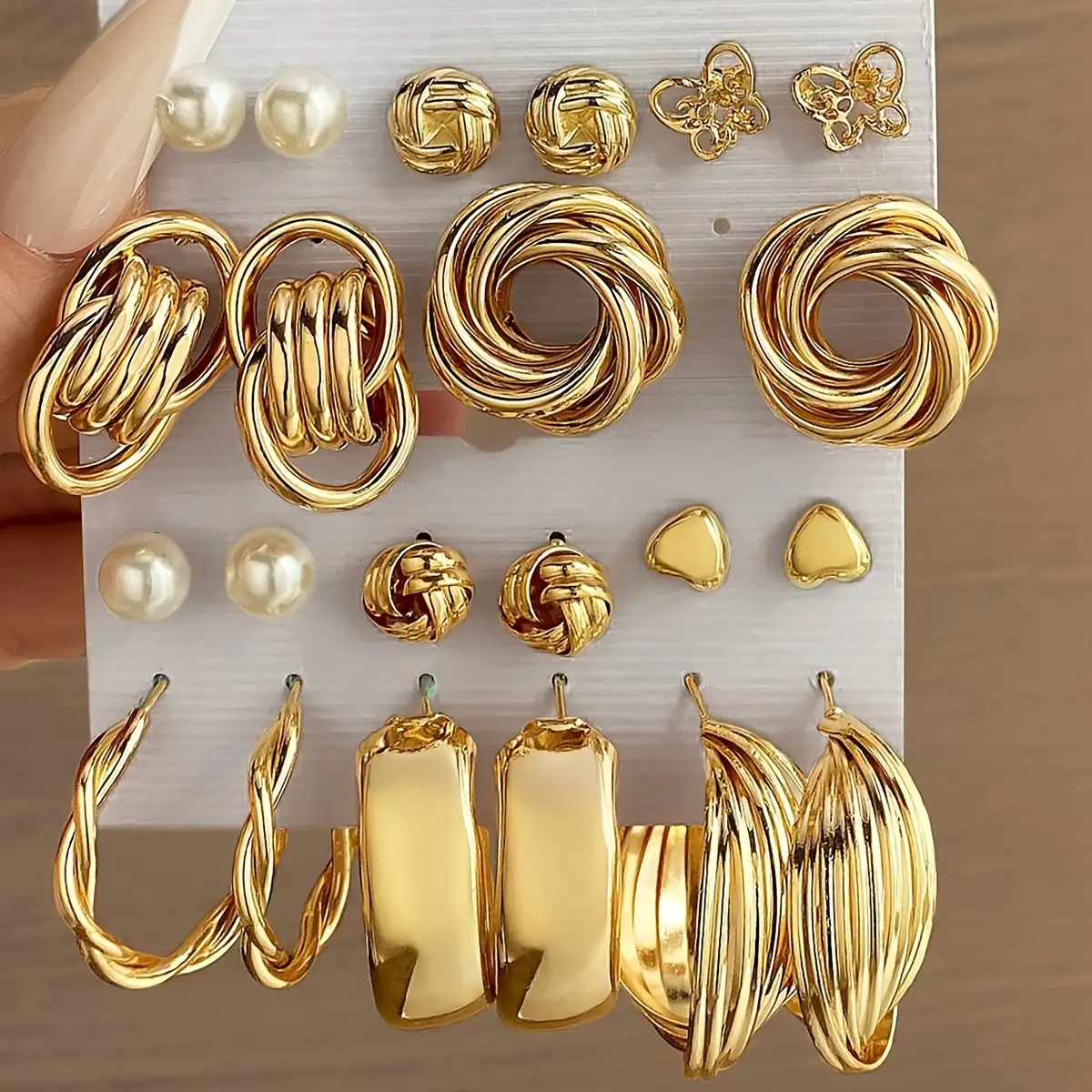 Luxury Palace Style Earrings - 11 Pairs, Heart, Butterfly, Flower, Geometric, Imitation Pearl, Suitable for Women's Parties, Dates, Vacations