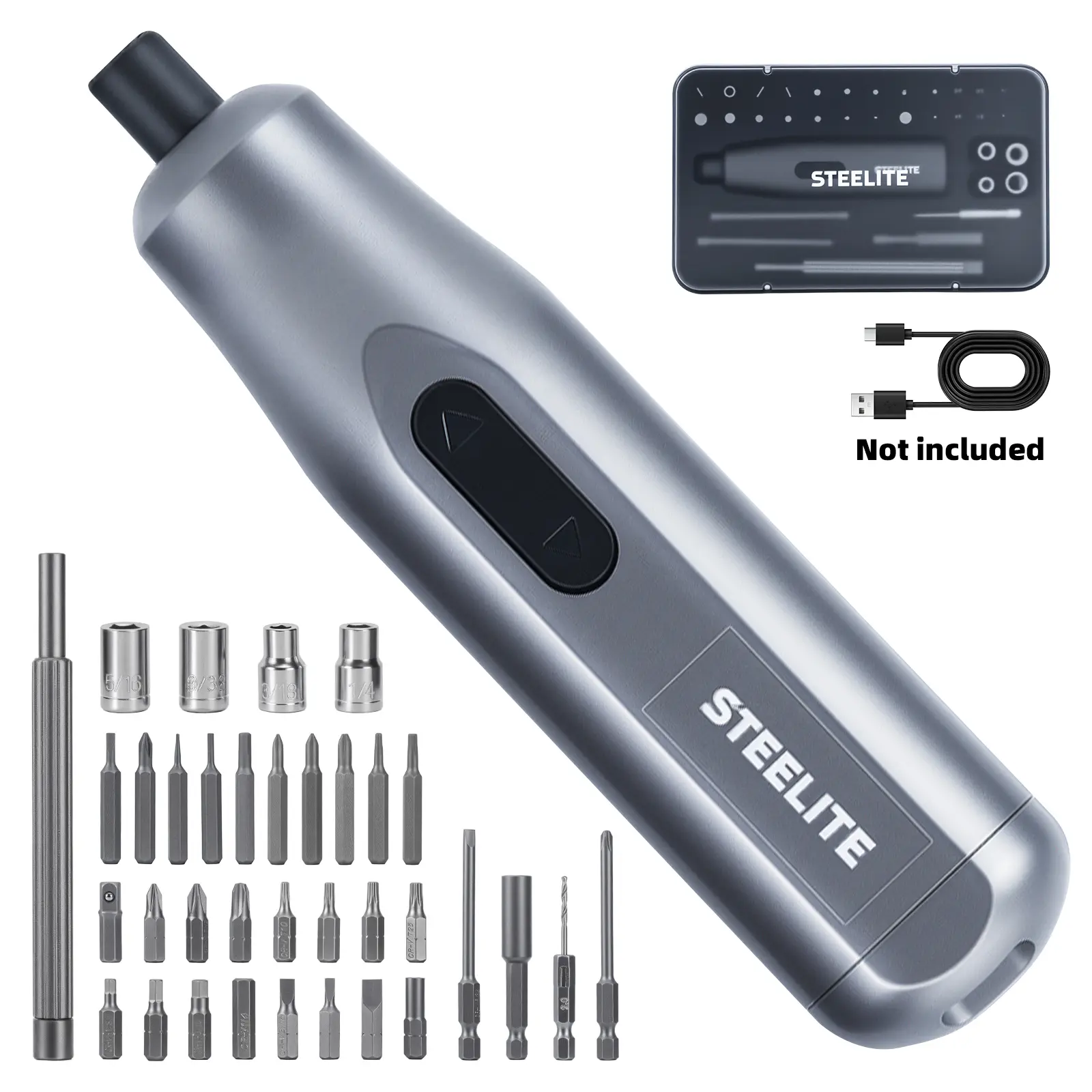 Steelite Professional Cordless Electric Screwdriver Kit (Imperial) - 25-in-1 Precision Power Screwdriver with Portable Tool Case, S2 Steel Bits, Tools and Gadgets for Home Repair, DIY, Gift for Men,father'sdaygifts