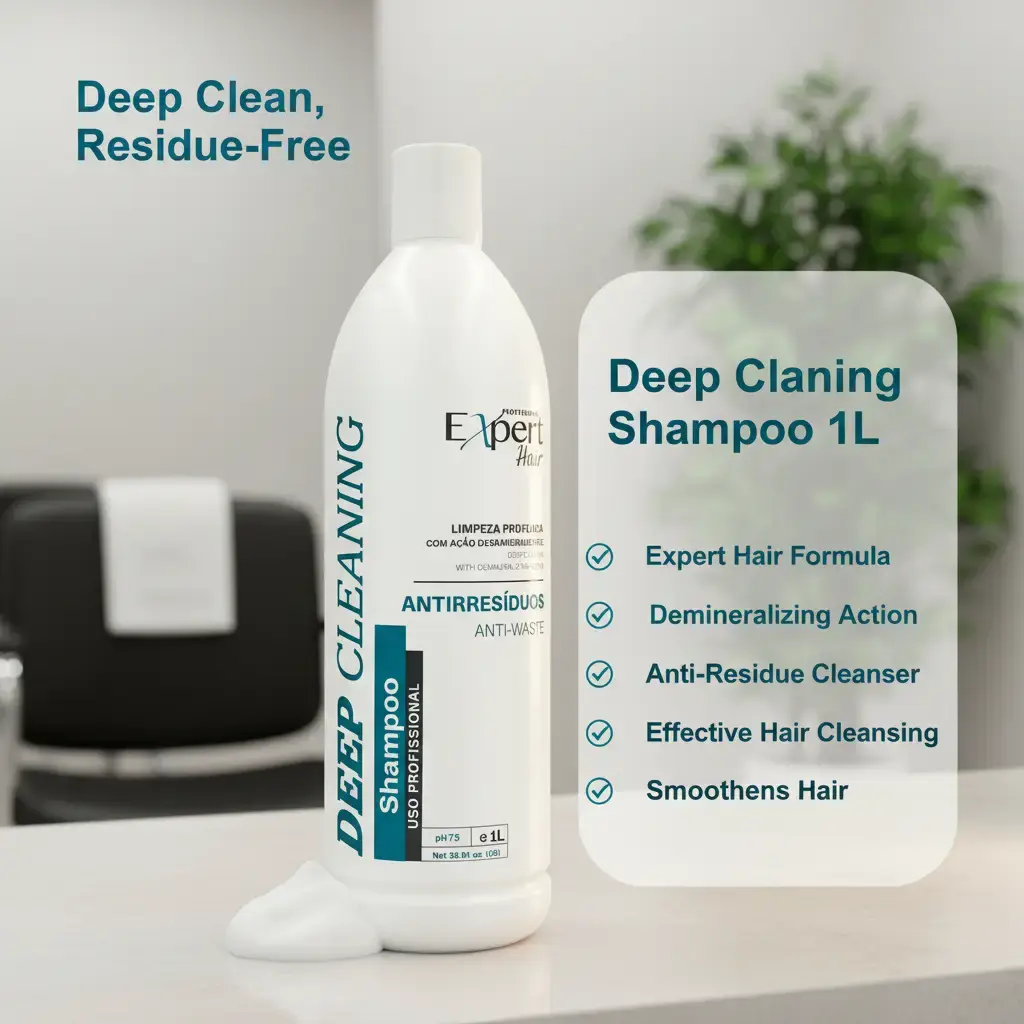 Expert Hair Soothed Scalp Deep Cleaning Clarifying Shampoo 1L/33.8oz | Demineralizing Anti-Residue | Oil Control & Frizz Taming Formula | Salon-Grade Smoothing Cleanser for Normal Hair