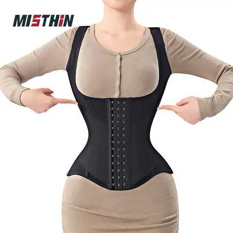MISTHIN Women's Waist Trainer Vest - Sporty Chic Activewear with Tummy Control, Zipper Compression, Adjustable Straps, Hook-and-Bar Closure, Body Contouring for Hourglass Shape, Hand Wash Only Shapewear