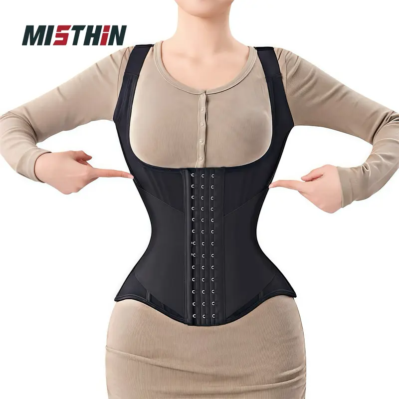 MISTHIN Women's Waist Trainer Vest - Sporty Chic Activewear with Tummy Control, Zipper Compression, Adjustable Straps, Hook-and-Bar Closure, Body Contouring for Hourglass Shape, Hand Wash Only Shapewear