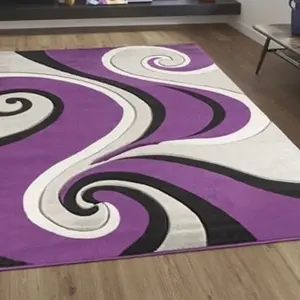 Purple Grey Swirl Rug Carpet - Soft and Cozy