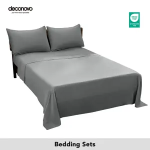 Deconovo Bedding Sets, Modern Bedding Sets, 1 Fitted Sheet, 1 Flat sheet & 2  Pillowcase cases, Soft Comfy Bedding Set, Bedroom Accessories