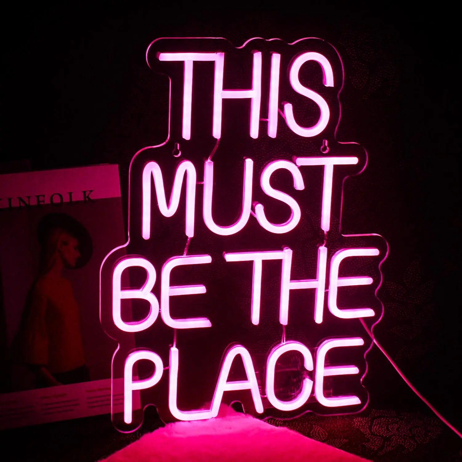 This Must Be The Place Neon Sign, USB Powered Neon Sign, Personalized Letter Neon Sign, Neon Light for Kitchen, Living Room, Bedroom, Home, Party, Bar