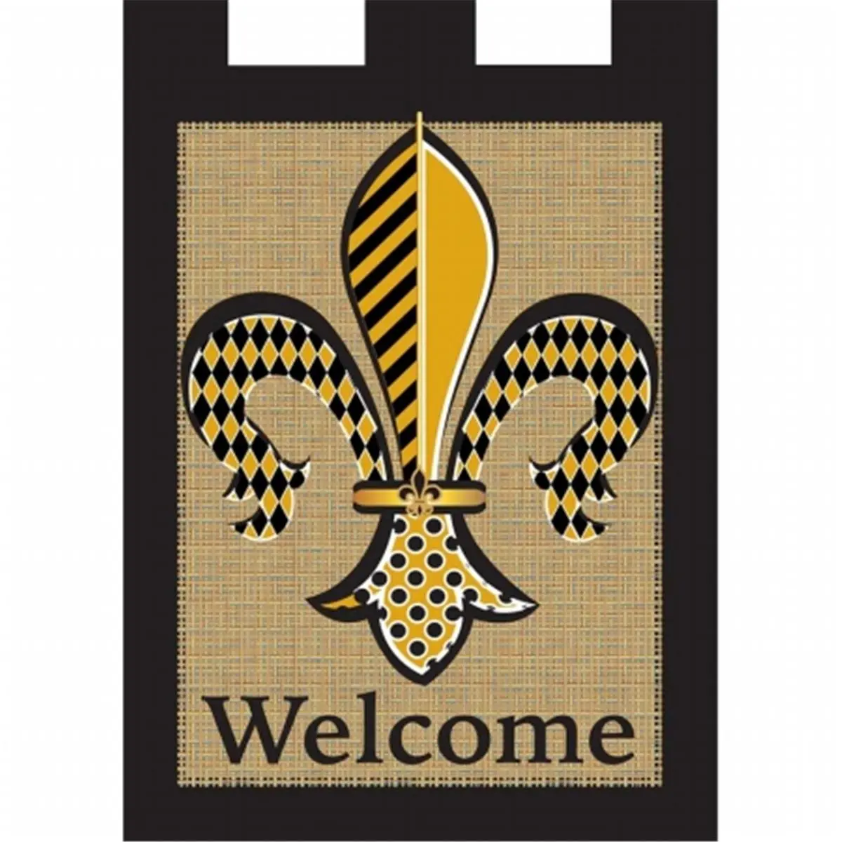 Jozie B 865 Welcome Banners, Black & Gold - Large Festive Home Decor Flag