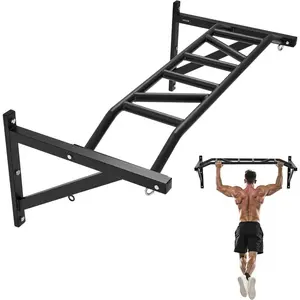 VEVOR Pull Up Bar, Multi-Grip Wall Mounted Pull Ups, 50 in Width Multifunctional Chin Up Training Station, Heavy Duty Steel Upper Body Workout Bars with Hangers, 440 lbs Weight Capacity, for Home GymVEVOR Super Brand Day