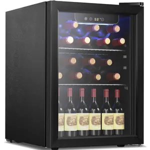 Antarctic Star Beverage Refrigerator Cooler-68 Can 16 Bottle Mini Fridge for Soda Beer Wine Champagne,Glass Door, Knob Control,Drink Dispenser, for Home and Bar,1.7Cu.Ft,Black wine  cooler