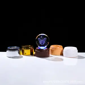 Crystal Ball Rotating Lamp Holder 360° Auto-rotate Home Decoration Ornament Bedside Night Light Versatile Use for Elegant Ambiance