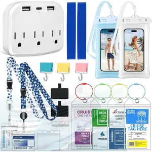 Cruise Ship Essentials 2025 - Complete Cruise Must Haves Kit with Cruise-Safe Non-Surge Power Strip, Adjustable Lanyards, Magnetic Hooks, Luggage Tags & Reusable Towel Bands for All Cruise Lines