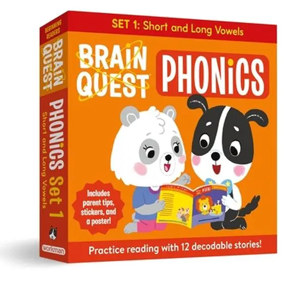 Brain Quest Phonics Readers Set 1 - 12 Decodable Short & Long Vowel Mixed Media Product, Children's Book for Kindergarten Readiness & Preschool by Workman Publishing, Childrens Book, Kindergarten Readiness Book