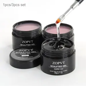 LED UV Builder Gel Nail Extension Kit, 3 Colors Nude Transparent Hard Gel, Professional Manicure Tools Set for Salon & Home Use, UV Light Gel