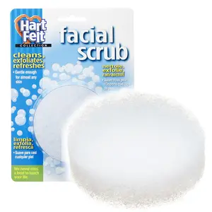 HartFelt Facial Scrub Round Exfoliating Skin Care Sponge Pad, Made in USA, Home Facial, Use with Favorite Cream, Comfort, White