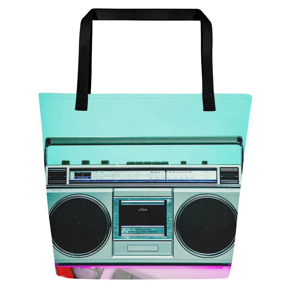 Boombox All-Over Print Large Tote Bag