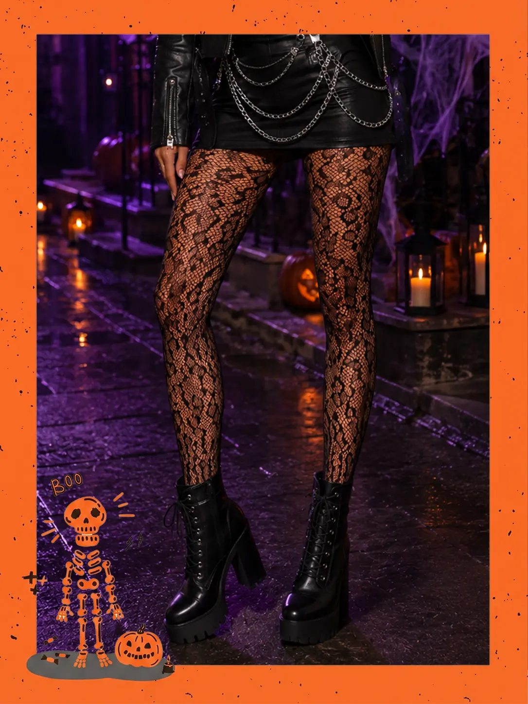 Halloween Must-Have! Plus Size Snakeskin Fishnet Tights - Black Python Patterned Sheer Tights & Sultry Goth Thigh High Effect Stockings  Medusa Goth sohochic